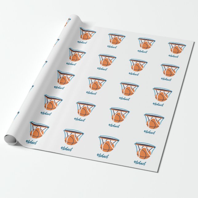 Basketball Your Name Personal  Wrapping Paper (Unrolled)