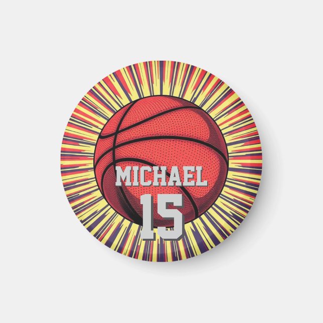 Basketball Your Name Pop Art Magnet (Front)