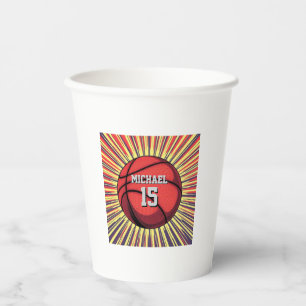 Basketball Your Name Pop Art Paper Cups