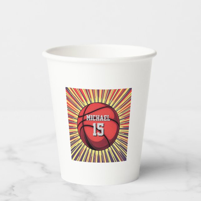 Basketball Your Name Pop Art Paper Cups (Front)