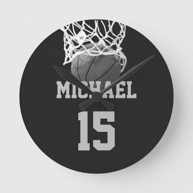 Basketball Your Name Round Clock (Front)