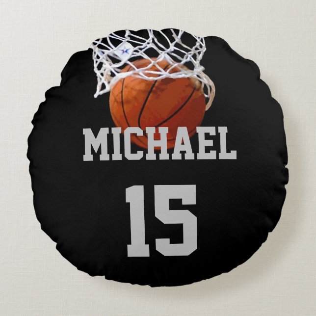 Basketball Your Name Round Cushion (Front)