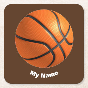 Basketball Your Name Square Paper Coaster
