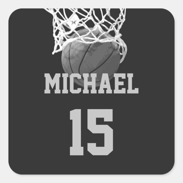 Basketball Your Name Square Sticker (Front)