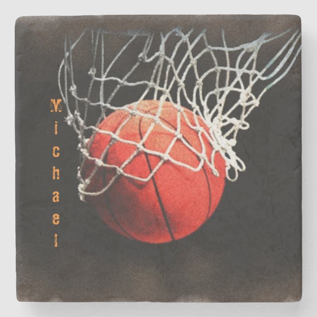 Basketball Your Name Stone Coaster (Front)