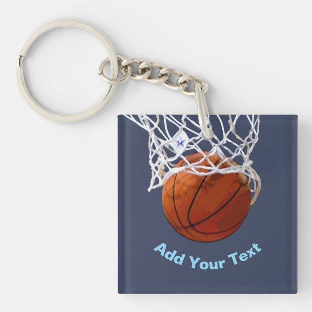 Basketball Your Name Text Message Slogan Custom Key Ring (Front)