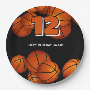 basketballs accent boys girls sports party paper plate