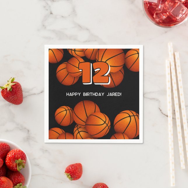 basketballs accent kids sports party napkin (Insitu)