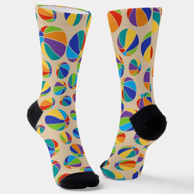 Basketballs Colourful pattern Socks (Angled)