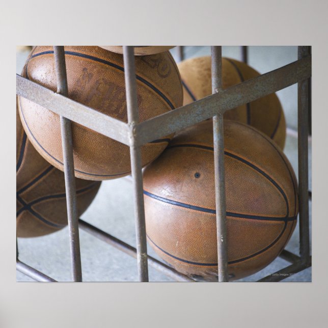 Basketballs in a basket poster (Front)