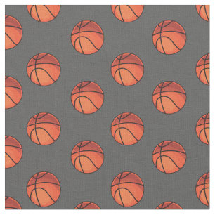 Basketballs on Dark Grey Fabric