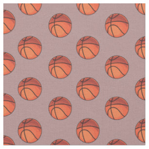 Basketballs on Dark Grey Pink Fabric