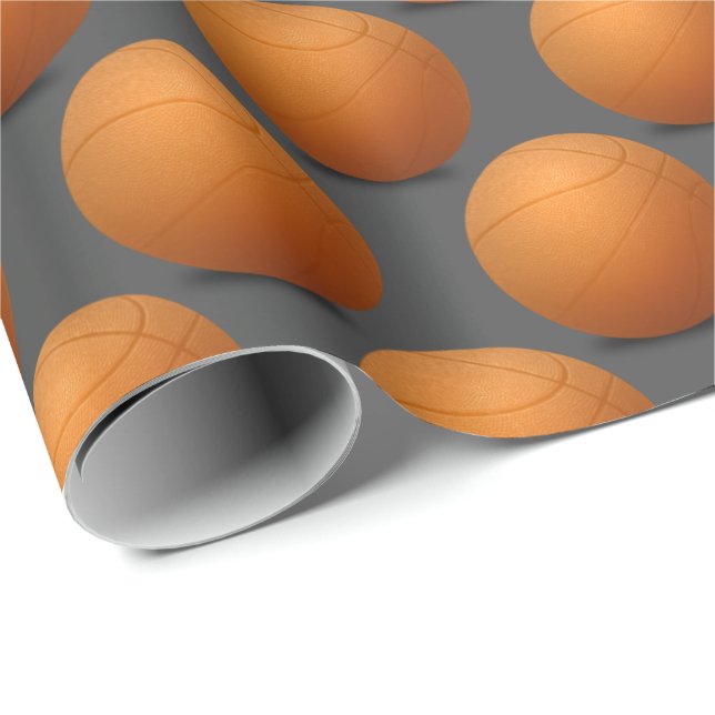 basketballs on dark grey wrapping paper (Roll Corner)