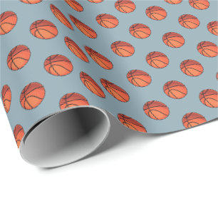 Basketballs on Light Stone Blue Wrapping Paper