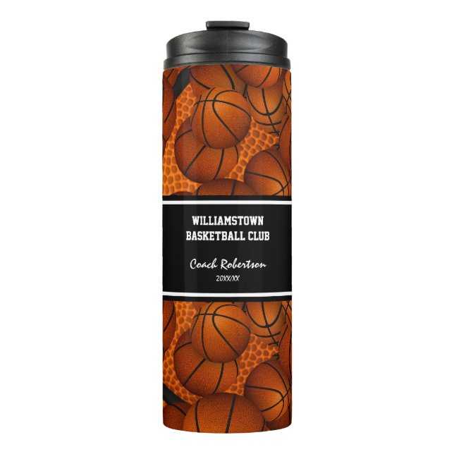 basketballs pattern coach gift w custom name thermal tumbler (Front)