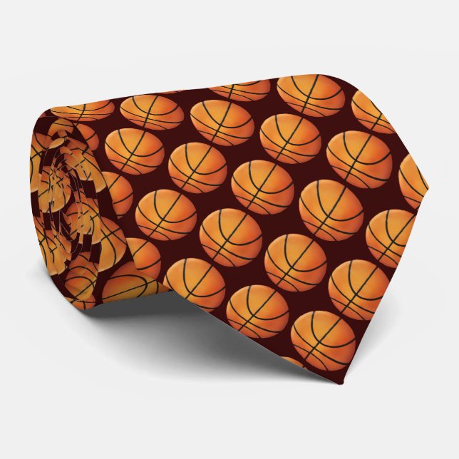 Basketballs Pattern | Sports Gift Tie (Rolled)