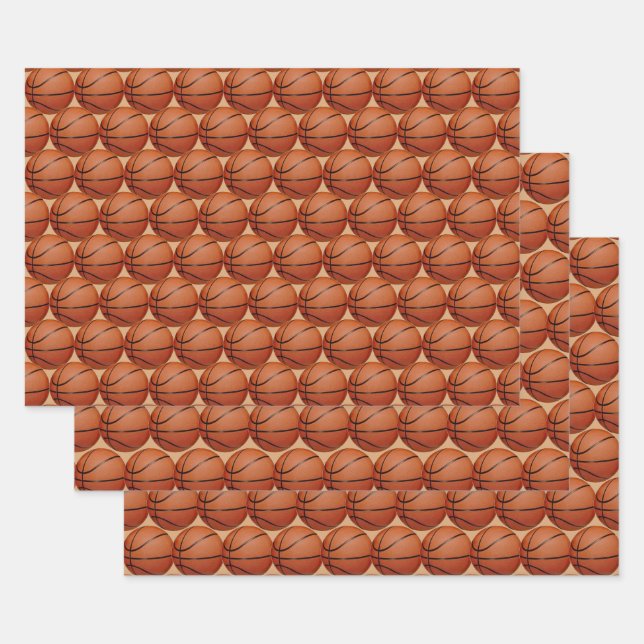 Basketballs Sport Design Wrapping Paper Sets (Set)