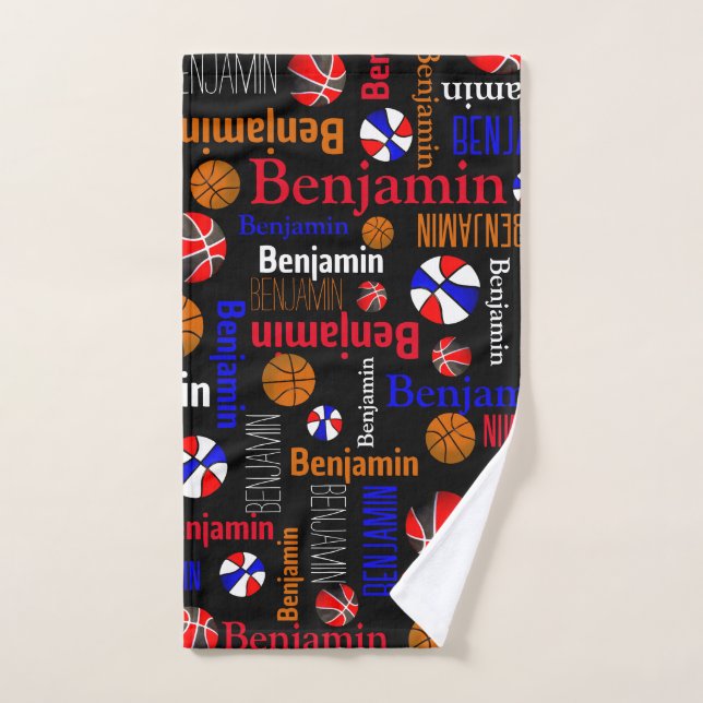 Basketballs sports red blue black orange custom hand towel (Hand Towel)