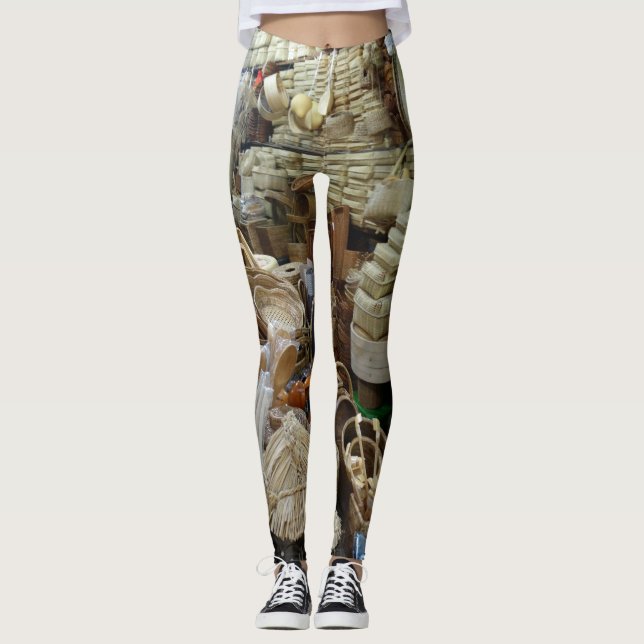 Baskets in a kitchen store create natural coloured leggings (Front)