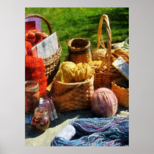 Baskets of Yarn at Flea Market Poster