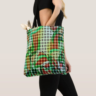 Baskets style upon green curved tapes tote bag