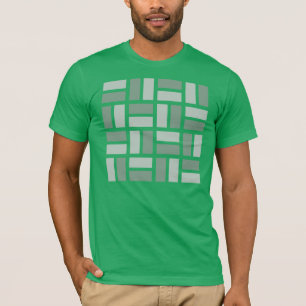 Basketweave geometric t-shirt in green and grey