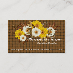 Basketweave with Fall Flowers Business Card