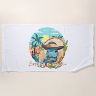 Basking Marine Iguana Beach Towel