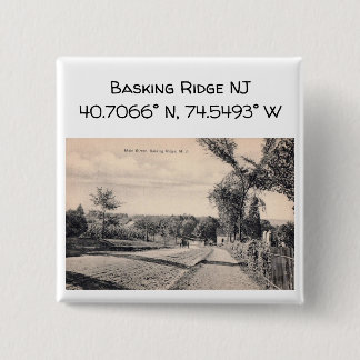 Basking Ridge NJ Map Coordinate 1906 Vintage Style 15 Cm Square Badge