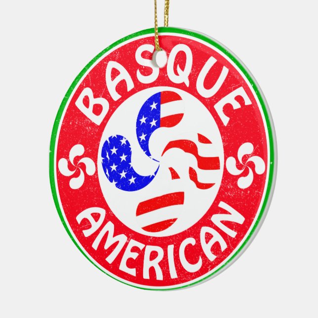 Basque American Euskara Lauburu Cross Ceramic Tree Decoration (Left)