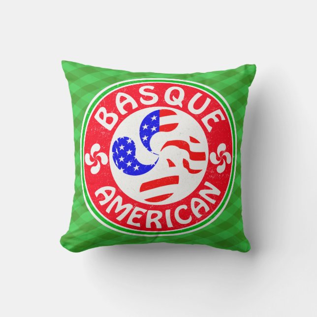 Basque American Euskara Lauburu Cross Cushion (Front)