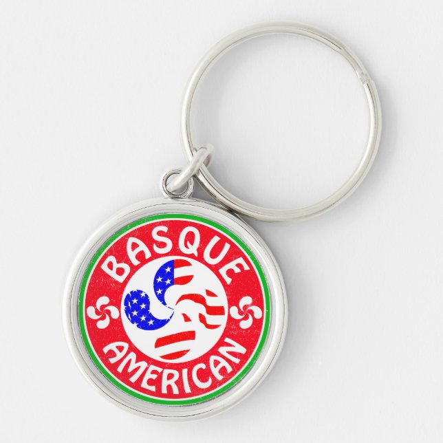 Basque American Euskara Lauburu Cross Key Ring (Front)