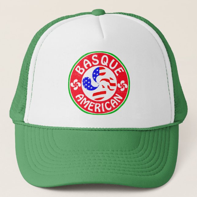 Basque American Euskara Lauburu Trucker Hat (Front)