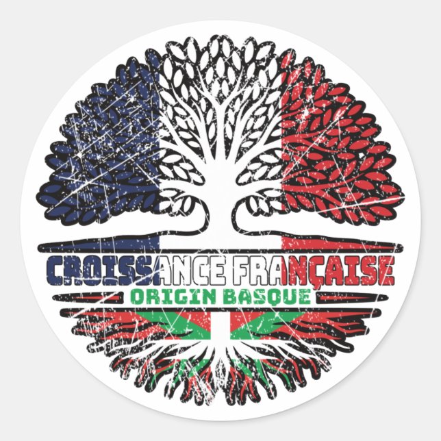 Basque Country Basque French France Tree Roots Classic Round Sticker (Front)