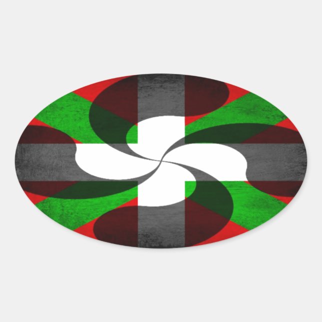 Basque Flag and Cross Oval Sticker (Front)