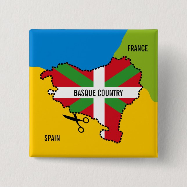 Basque flag Ikurriña, Basque Country independence, 15 Cm Square Badge (Front)