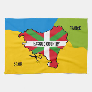 Basque flag Ikurriña, Basque Country independence, Tea Towel