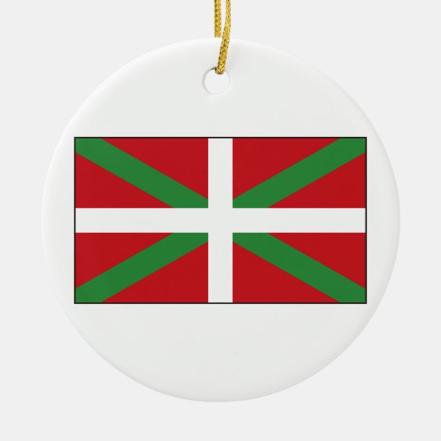 Basque Flag Spain Ceramic Tree Decoration (Front)
