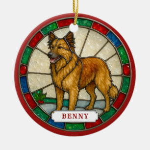 Basque Shepherd Dog Ceramic Circle Ornament