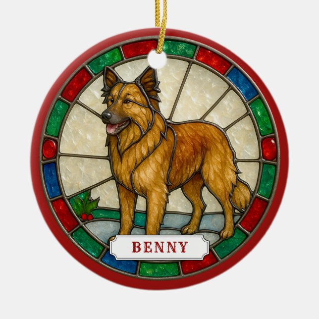 Basque Shepherd Dog Ceramic Circle Ornament (Front)