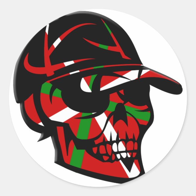Basque skull surfer classic round sticker (Front)