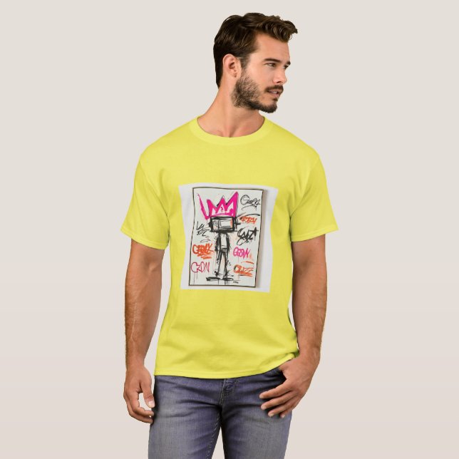 Basquiat Style Neo Expressionist Crown Monster Gra T-Shirt (Front Full)