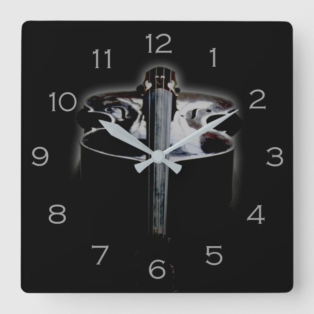 Bass 1 Grey Numbers wccnm Square Wall Clock (Front)