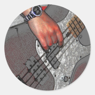 Bass 4 stkcn classic round sticker