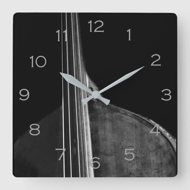Bass 5 Gray Numbers wcm Square Wall Clock (Front)