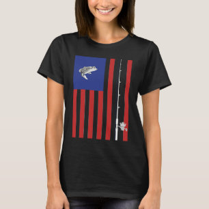 Bass American Flag Fishing Pole T-Shirt