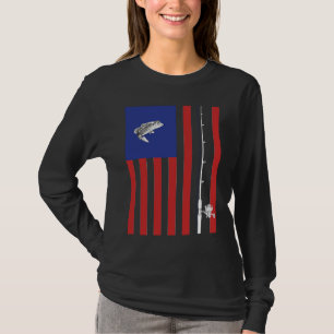 Bass American Flag Fishing Pole T-Shirt