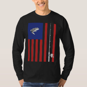 Bass American Flag Fishing Pole T-Shirt