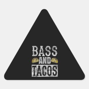 Bass And Tacos Funny Taco Bass Guitar Distressed Triangle Sticker