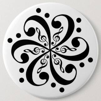 Bass and Treble Clef Swirl Button